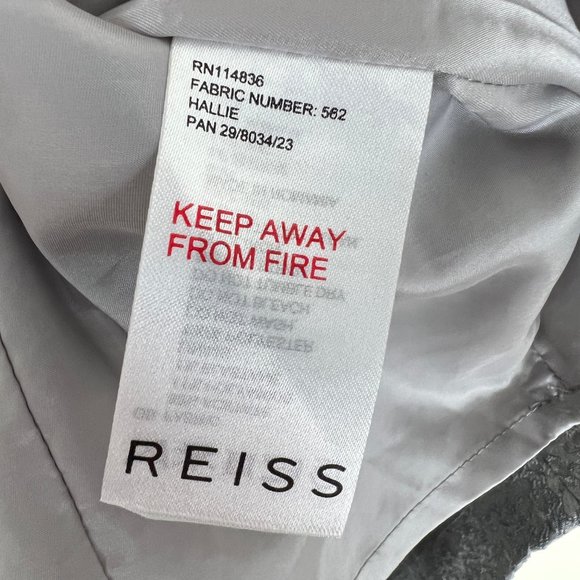 Reiss Hallie Silver Jacquard Cocktail Sheath Midi Mini Dress Wedding Guest Party - Picture 5 of 7